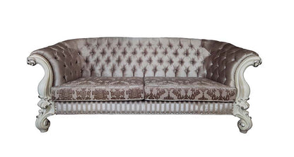 Versailles - Sofa With 7 Pillows - Ivory Fabric & Bone White