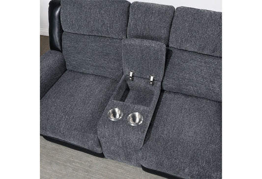 U5914/U5915 - Reclining Sofa, Console Reclining Loveseat With Immersive Sound, Blue LED And Recliner - Black / Gray