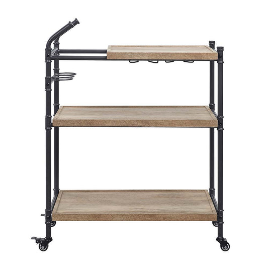 Brantley - Serving Cart - Oak & Sandy Black