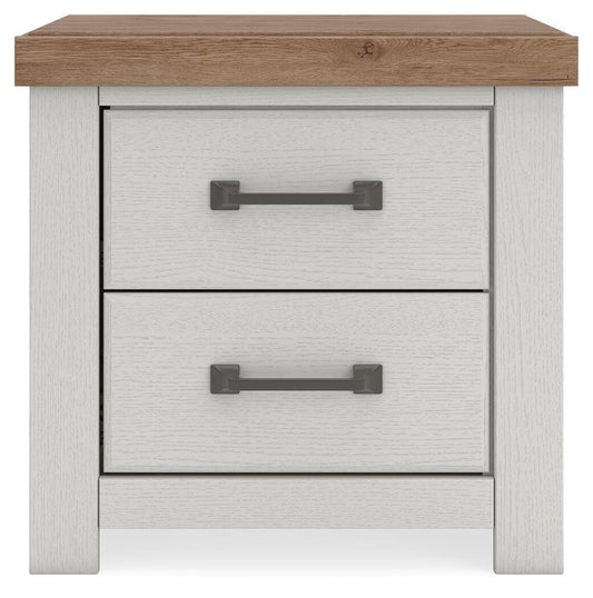 Savonport - Two Drawer Night Stand - White / Brown