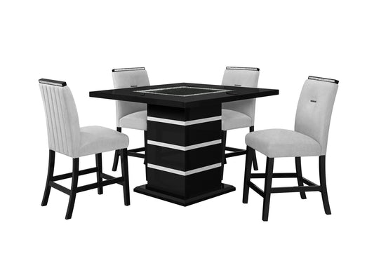 Monaco - 5 Piece Dining Room Set (Rectangular Bar Table, 4 Bar Stools) - Black