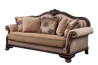 Chateau De Ville - Sofa With 5 Pillows (Same Lv01588) - Fabric & Espresso