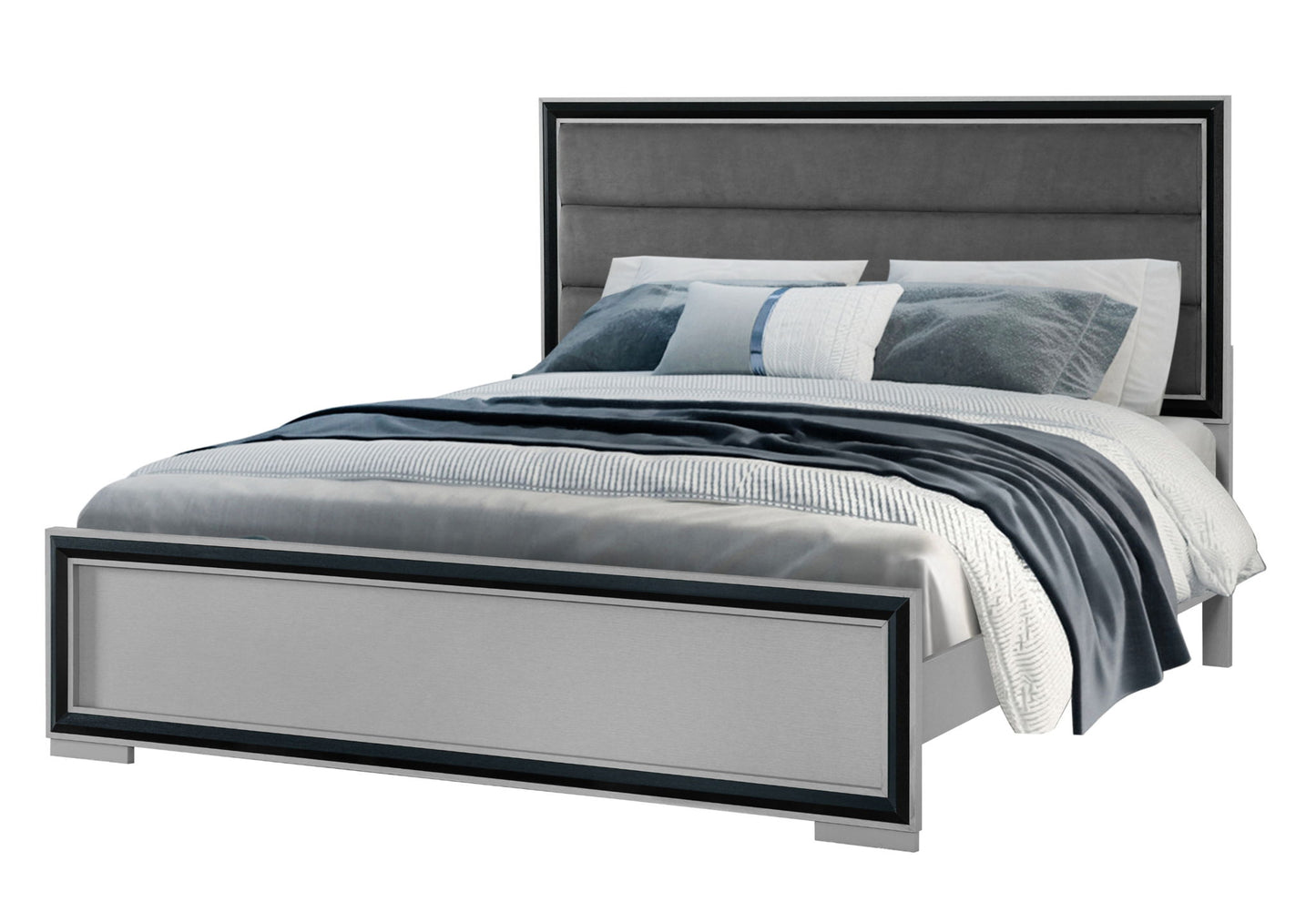 Amelia - Queen Bed With LED - Gray / Black