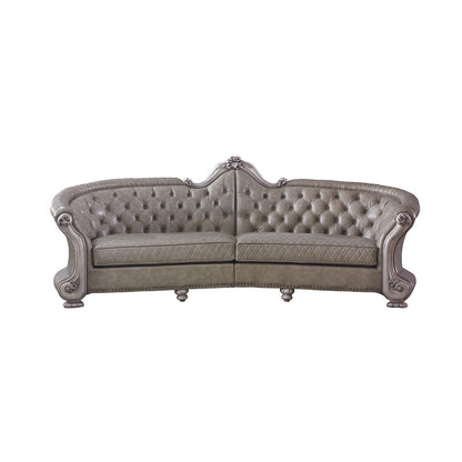 Dresden - 43" Sofa With 5 Pillows - Synthetic Leather & Vintage Bone White