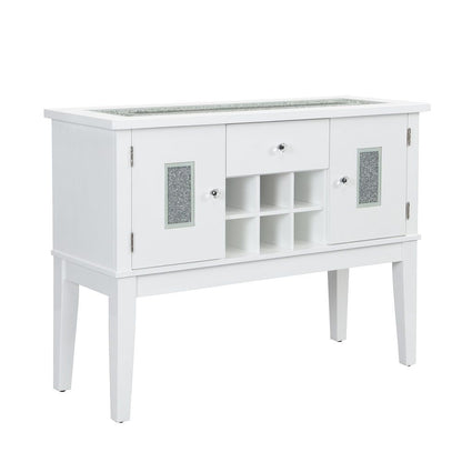 Elizaveta - Server - Faux Crystal Diamonds & White High Gloss