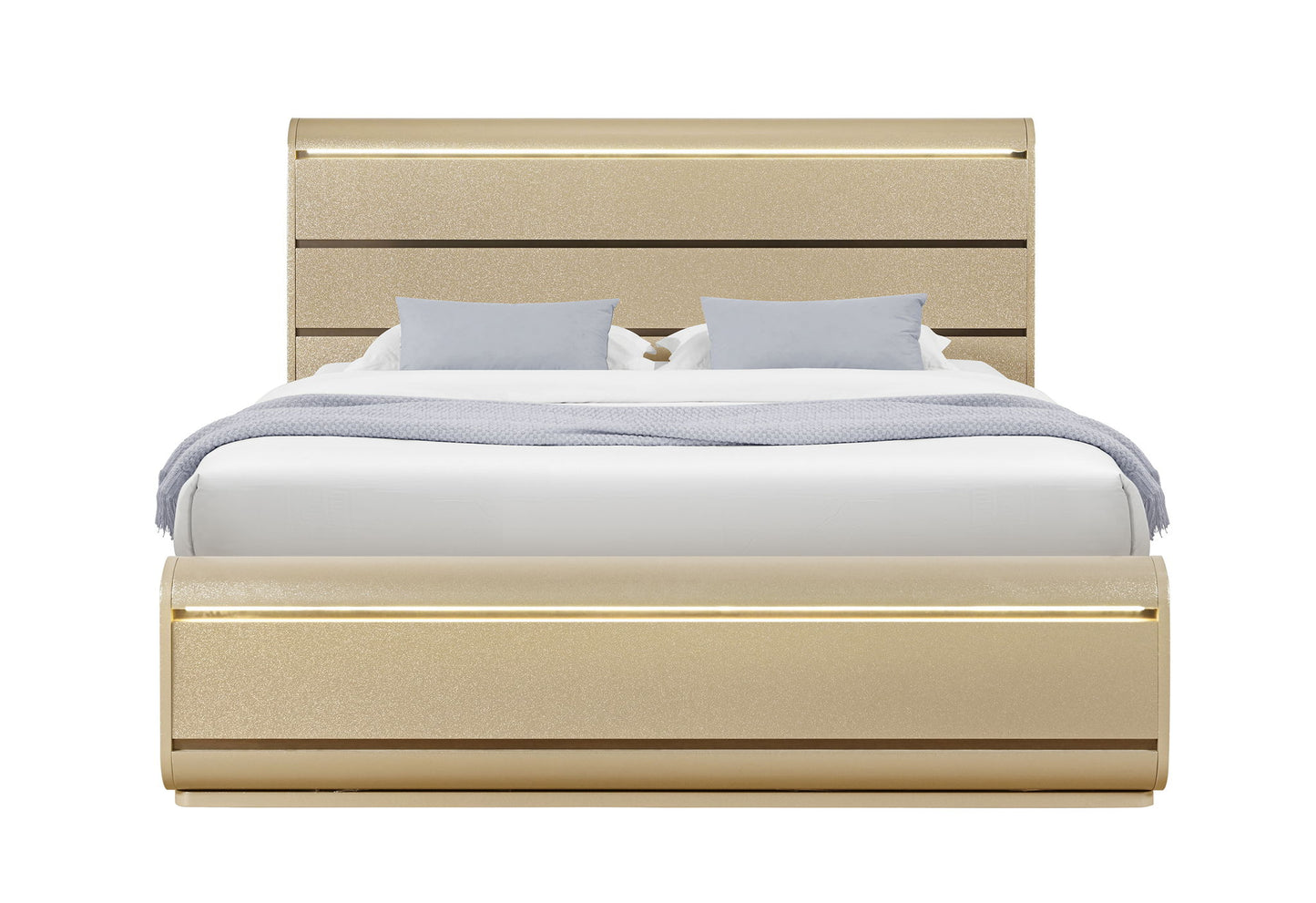 Genesis - Full Bed With LED - Gold