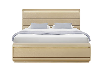 Genesis - Full Bed With LED - Gold