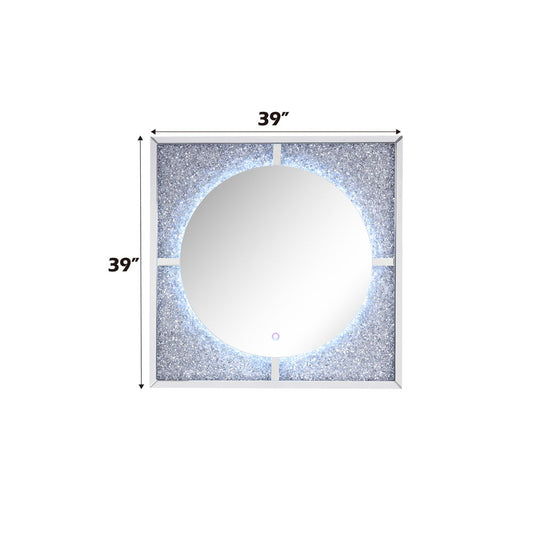 Noralie - Accent Mirror With LED - Mirrored, Faux Diamonds