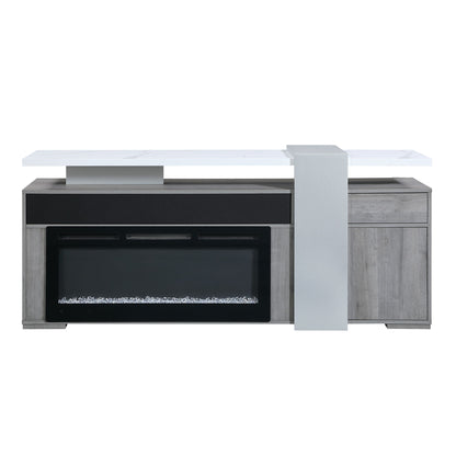 Zoro - 76" Entertainment Unit With Bluetooth Speaker - Dark Brown / White