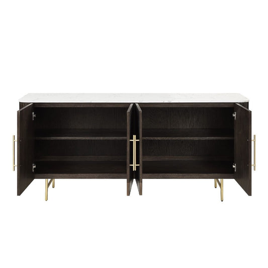 Clayten - Server - White Natural Marble Top & Espresso
