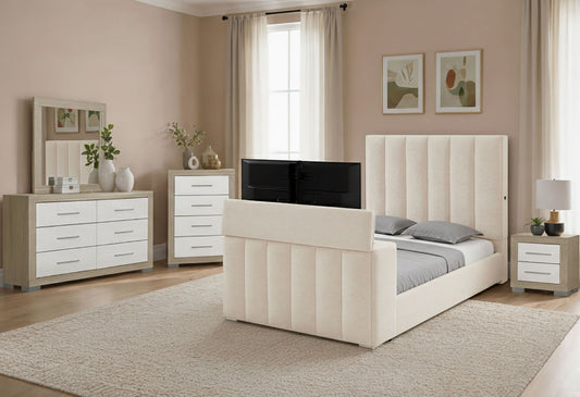 Serenity - 5 Piece King Bedroom Set - Cream / Natural