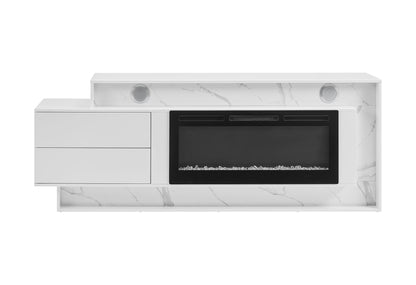 Kira - 87" Entertainment Unit With Bluetooth Speaker And LED - White