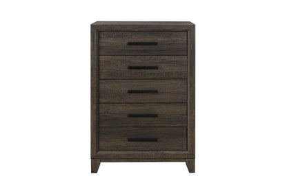 Harmony - 5 Piece King Bedroom Set (Bed, Dresser & Mirror, Nightstand, Chest) - Dark Brown