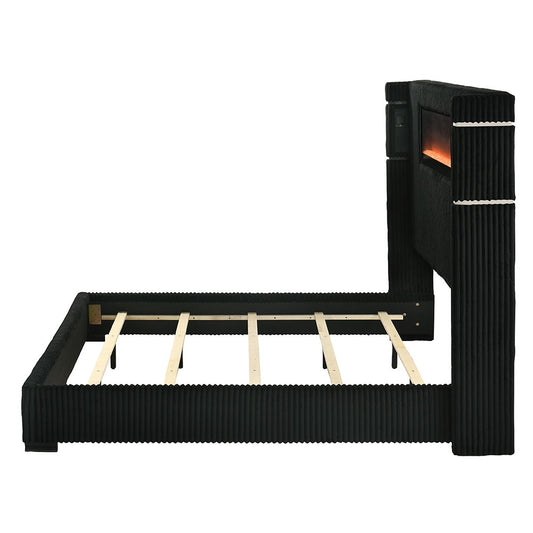 Garner - Bed With Fireplace, LED, Reading Light, Speaker, Bluetooth & USB