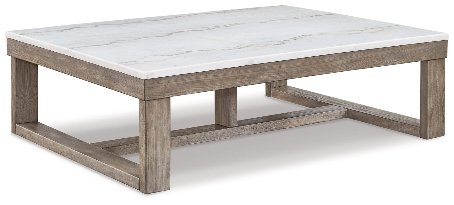 Loyaska - Rectangular Cocktail Table - Brown / Ivory