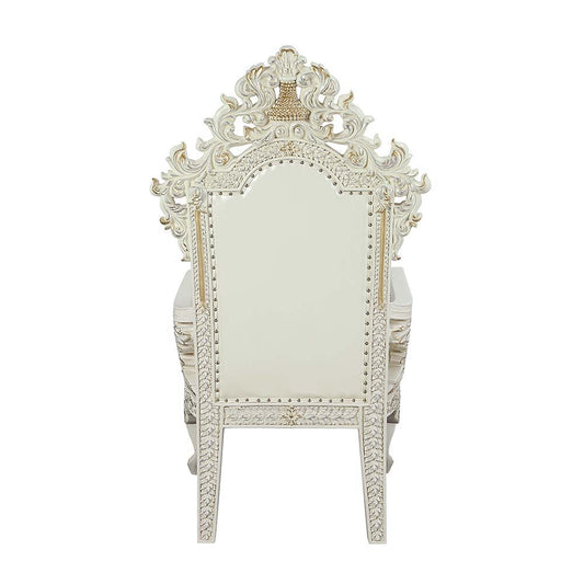 Adara - Arm Chair (Set of 2) - Pearl White Synthetic Leather & Antique White