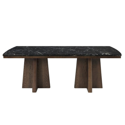 Estella - Dining Table With Marble Top - Black Natural Marble Top & Walnut