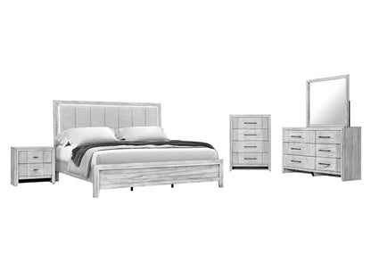 Elsie - King Bed With LED - Light Gray