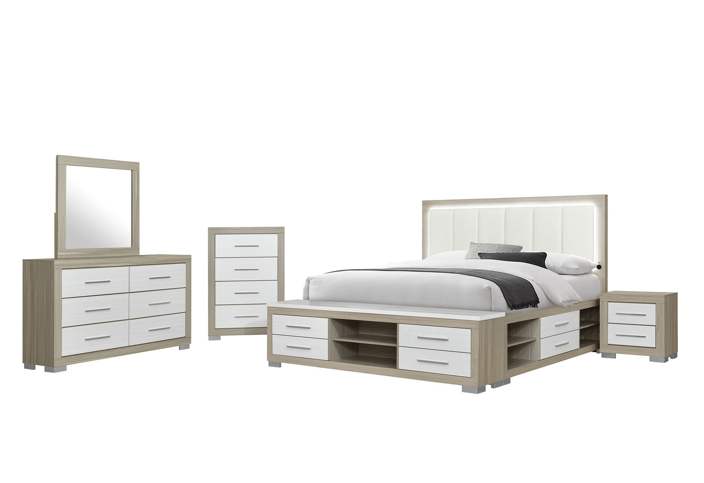 Emma - 5 Piece King Bedroom Set - Black / Gray