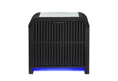Beckett - Nightstand With LED And Speaker - Black / White